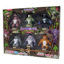 Pack 6 Mini Bonecos Indestrutíveis Animal - Stretchapalz