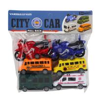Pack 6 Veículos Miniaturas a Fricção City Socorro Pull Back