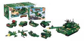Pack 8 Em 1 Veículos Militar Blocos De Montar Tanque 700 Pçs