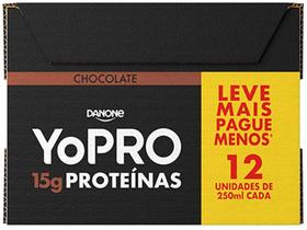 Pack Bebida Láctea UHT com 15g de Proteínas YoPRO Chocolate 250ml 12 Unidades