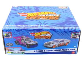 Pack c/ 2 Carrinho em Miniatura Hot Wheels Pull-Back Speeders - Metal 1/43 - Mattel