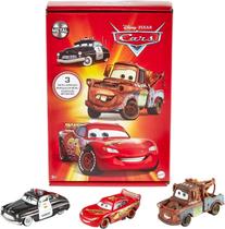 Pack c/ 3 Carrinhos Filme Carros Cars Disney Pixar - Mcqueen Mate Xerife - Metal 1/55 - Mattel