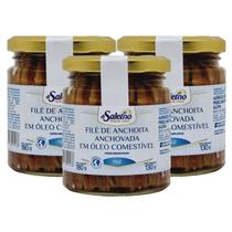 Pack c/ 3 Files de Anchova Argentino Di Salerno vidro 180g Pack c/ 3 Files de Anchova Argentino Di Salerno vidro 180g