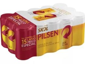 Pack Cerveja Pilsen Skol Lata 15 Unidades 269ml Cada Embalagem Econômica