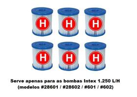 Pack Com 06 Unidades Cartucho Modelo H Refil Filtro Intex para Bomba Filtrante 1250 LH