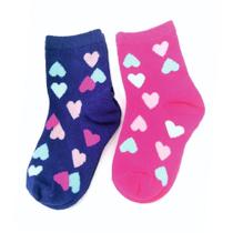 Pack com 2 Pares Meias Estampada Cano Médio Infantil Menina Basic+