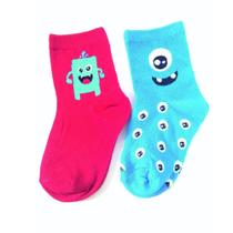 Pack com 2 pares meias estampadas cano médio infantil menino basic +