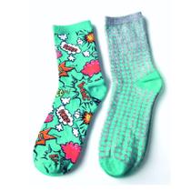 Pack com 2 pares meias estampadas cano médio infantil menino basic +