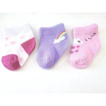 Pack Com 3 Meias Estampadas de Bebê Menina Basic+