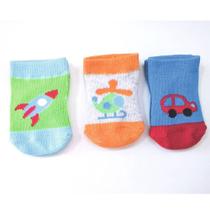 Pack com 3 meias estampadas de bebê menino basic +