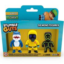 Pack com 3 mini figuras stumble guys megalodon / hazmat nbc / glowman estrela Pack com 3 mini figuras stumble guys megalodon / hazmat nbc / glowman estrela