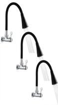 Pack com 3 Torneiras Flexiveis gourmet luxo pia parede UAI ecommerce