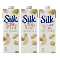 Pack com 3 Unidades Bebida Vegetal Silk Castanha de Caju sem Açúcar 1L