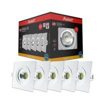 Pack com 5 Spot Led Authentic Quadrado Embutir Branco 5W 400 Lumens Branco Quente 3000K Bivolt- Avant 865020674