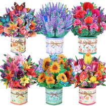 Pack com 6 Cartões Pop-Up 3D Buquê de Flores Caffox