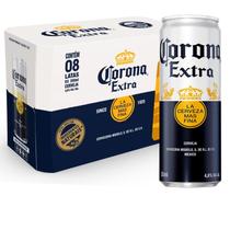 Pack Com 8 Latas Cerveja Corona Extra Sleek 350Ml