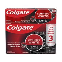 Pack Creme Dental Colgate Carvão Ativado Luminous White 3un 70g