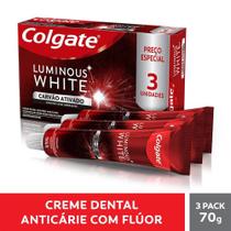 Pack Creme Dental Colgate Carvão Ativado Luminous White 3un 70g