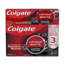Pack Creme Dental Colgate Carvão Ativado Luminous White 3un 70g