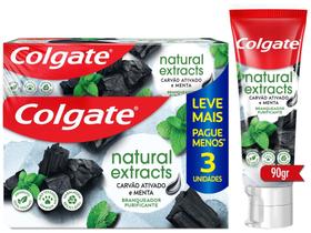 Pack creme dental colgate carvão ativado menta com flúor C/3 90G cada
