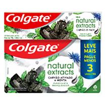 Pack creme dental colgate carvão ativado menta com flúor C/3 90G cada