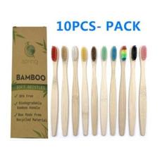 Pack De 10 Escovas De Dente Ecológica Em Bambu Coloridas