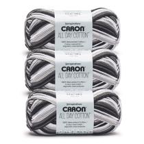 Pack de 3 ovillos de algodón mercerizado Caron All Day Cotton 100% algodón