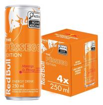 Pack De 4 Latas Red Bull Energético, Sabor Morango E Pêssego