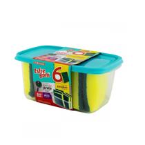 Pack de Esponjas Abrasivas com Pote Verde EsfreBom 6un - Bettanin Pack de Esponjas Abrasivas com Pote Verde EsfreBom 6un - Bettanin