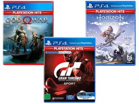Pack de Jogos PS4 HITS: Horizon Zero Dawn - God of War e Grand Turismo Sport