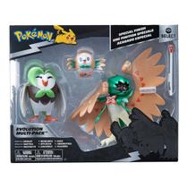 Pack Evolução Figura Pokemon Rowlet Dartrix e Decidueye