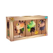 Pack Jurassic World - Mini T-Rex Verde, Marrom e Preto - Baby Dinos - 1493 PUPEE BRINQUEDOS