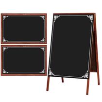 Pack Placa Lousa Quadro Cavalete Calçada 70x50 cm para Comércio Madeira Mogno Preto Decor 2