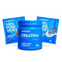 Pack Probiótica Creatina 300g e 2 Amostras Grátis de 100 Pure Whey
