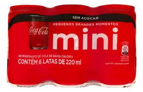 Pack Refrigerante Coca-Cola Mini Lata 220Ml Sem Açúcar Com 6