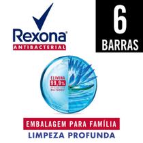 Pack Sabonete em Barra Antibacterial Rexona Limpeza Profunda Envoltório 6 unidades 84g