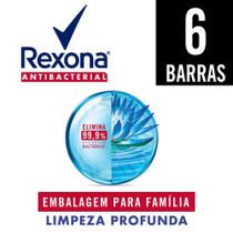 Pack Sabonete em Barra Antibacterial Rexona Limpeza Profunda Envoltório 6 unidades 84g