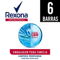 Pack Sabonete em Barra Antibacterial Rexona Limpeza Profunda Envoltório 6 unidades 84g