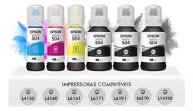 Pack tinta 504 com 6 tintas para eps0n l6161 l4150 l4160 l6171