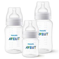 Pack Triplo Mamadeira Anti-colic Transparente 330ml Philips Avent