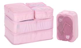 Packing Cubes JJ POWER Travel - 6 Peças + Bolsa para Sapatos (Rosa) Packing Cubes JJ POWER Travel - 6 Peças + Bolsa para Sapatos (Rosa)