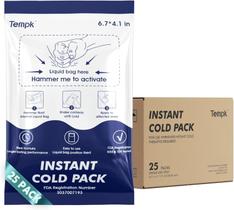 Packs de Gelo Instantâneo Tempk 17x10,5 cm Pacote com 25 Unidades para Alívio da Dor