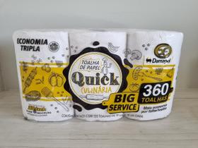 Pacotão Econômico de Toalha de Papel Quick Damapel com 360 folhas Tecnologia 3D de Super Absorção