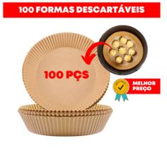 PACOTE 100 UNIDADES - Forma Air Fryer Descartável Antiaderente Redonda Forro De Papel Vegetal PACOTE 100 UNIDADES - Forma Air Fryer Descartável Antiaderente Redonda Forro De Papel Vegetal