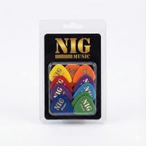 Pacote 12 Palhetas NIG Fina 050mm Preto Guitar Pick Palheta Leve Agilidade Ritmo Rápido
