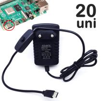 Pacote 20 Fontes Usb-C Para Raspberry Pi3 5v 3a Botão Liga Desliga Bivolt U1002 Pacote 20 Fontes Usb-C Para Raspberry Pi3 5v 3a Botão Liga Desliga Bivolt U1002