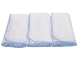 Pacote 3 Fraldas Tecido Duplo Com Croche Menino Pinte Borde