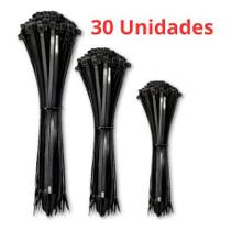 Pacote 30 Abraçadeira Nylon 10, 15 E 20cm Preto Pacote 30 Abraçadeira Nylon 10, 15 E 20cm Preto