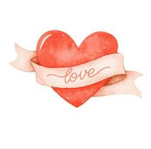 Pacote 5 Aplique Decoupage Coração Aquarela Apm8-1309 em Mdf 8cm Litoarte