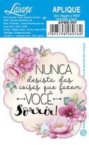 Pacote 5 Aplique Decoupage Nunca Desista Apm8-997 em Papel e Mdf 8cm Litoarte